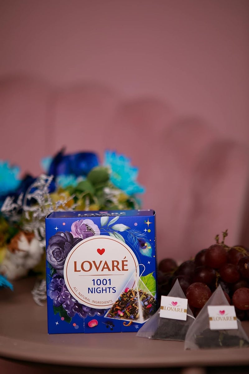 LOVARE مجموعة شاي متنوعة من LOVARE - 60 هرمية (1001 ليلة، مارشميلو الفراولة، رشات الشمبانيا، مربى التوت) - Image 3
